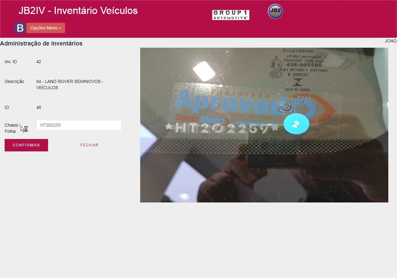 Digitação e conferência de veículos